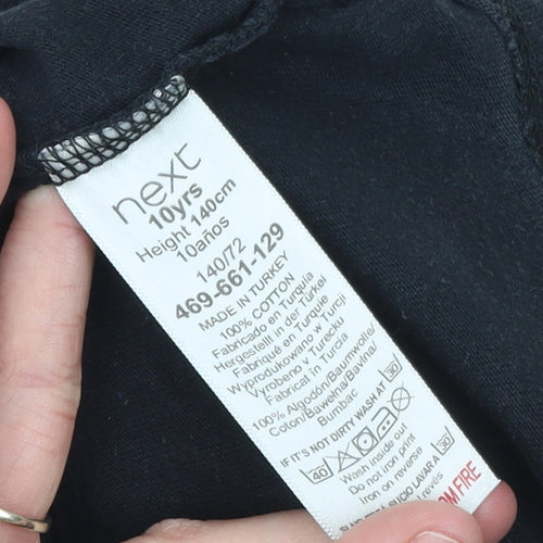 Next Boys Black Gamer Graphic T-Shirt 10 Years Cotton Short Sleeve