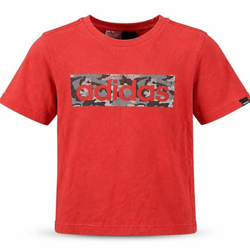 Adidas Boys Red Camouflage Logo T-Shirt 11-12 Years Short Sleeve Cotton