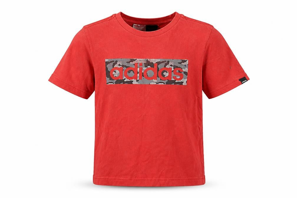 Adidas Boys Red Camouflage Logo T-Shirt 11-12 Years Short Sleeve Cotton