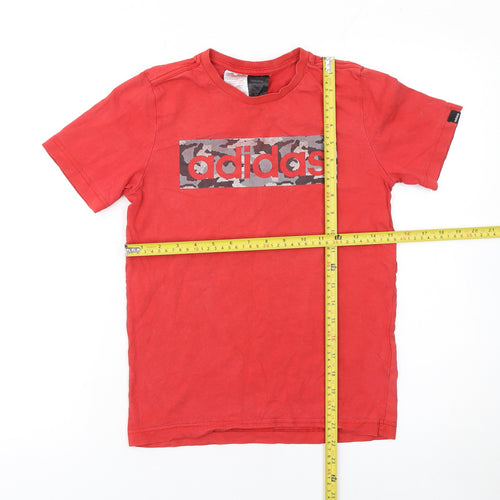 Adidas Boys Red Camouflage Logo T-Shirt 11-12 Years Short Sleeve Cotton