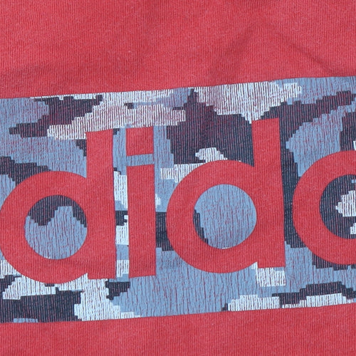 Adidas Boys Red Camouflage Logo T-Shirt 11-12 Years Short Sleeve Cotton