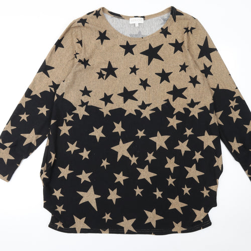 Apricot Women’s Black Star Print Long Sleeve Pullover Jumper Size 12