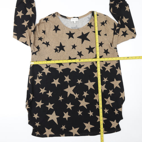 Apricot Women’s Black Star Print Long Sleeve Pullover Jumper Size 12