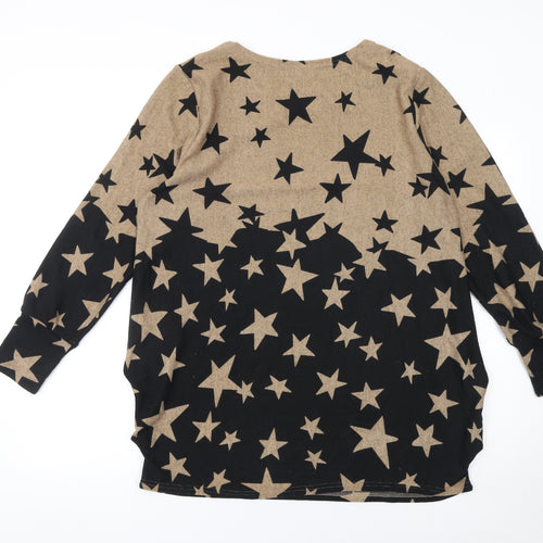 Apricot Women’s Black Star Print Long Sleeve Pullover Jumper Size 12