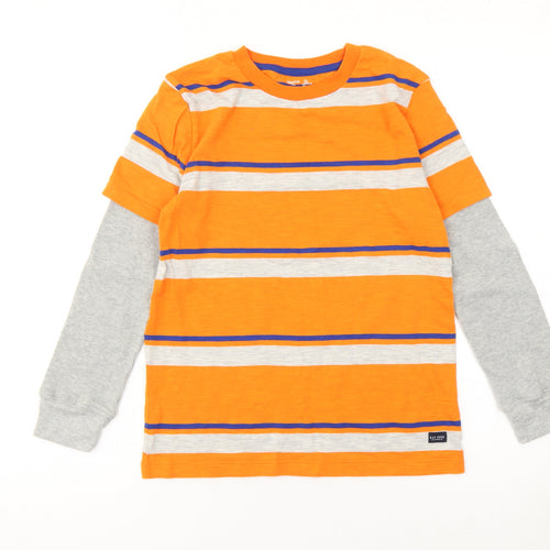 Gap Kids Boys Orange Striped Long Sleeve Layered T-Shirt 10-11 Years