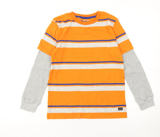 Gap Kids Boys Orange Striped Long Sleeve Layered T-Shirt 10-11 Years