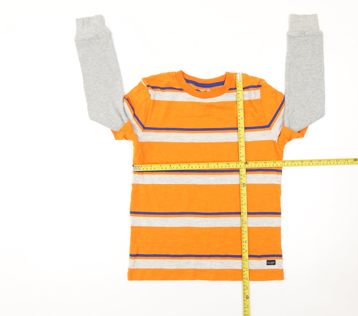 Gap Kids Boys Orange Striped Long Sleeve Layered T-Shirt 10-11 Years