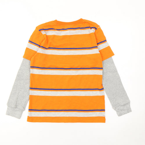 Gap Kids Boys Orange Striped Long Sleeve Layered T-Shirt 10-11 Years