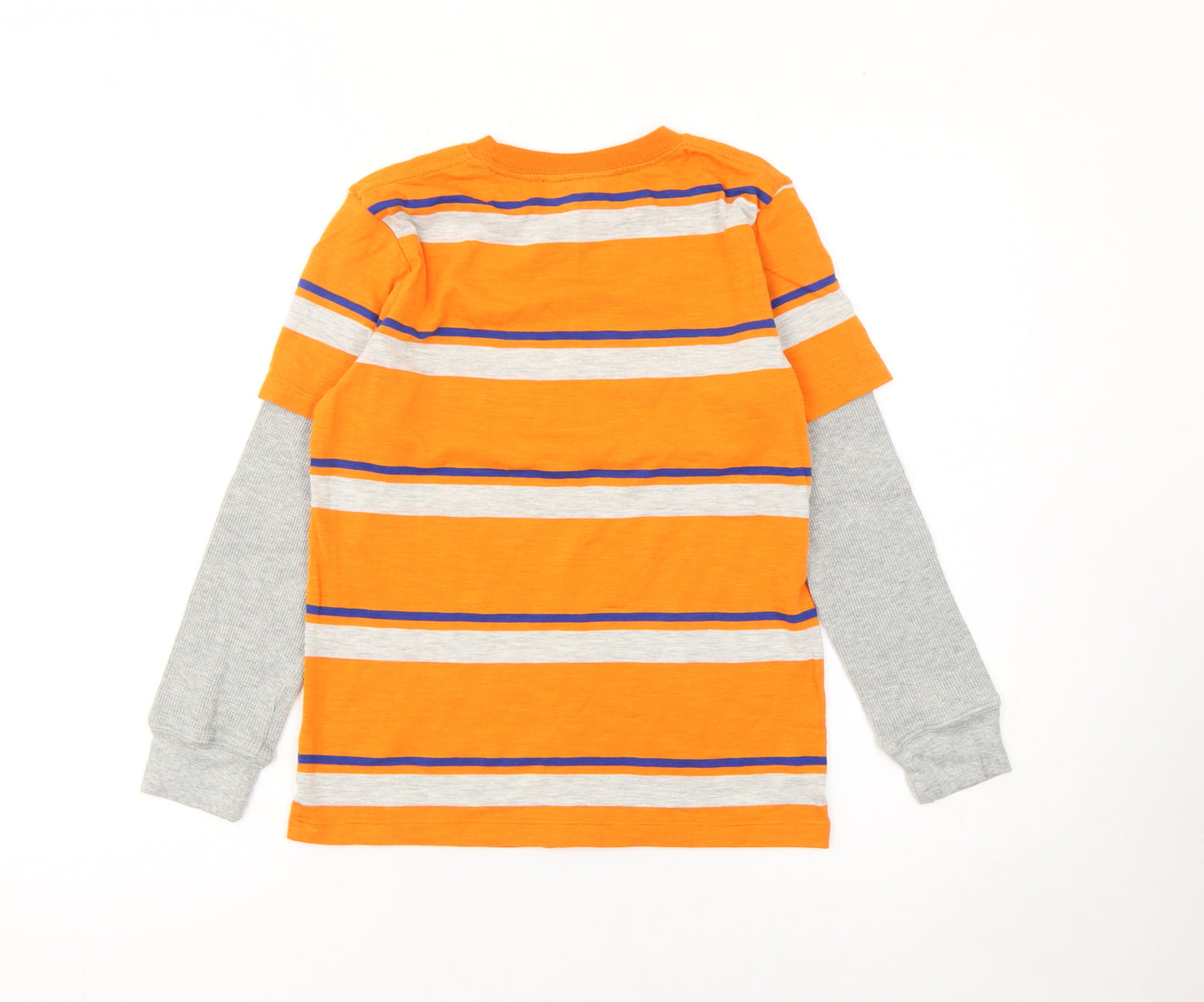 Gap Kids Boys Orange Striped Long Sleeve Layered T-Shirt 10-11 Years