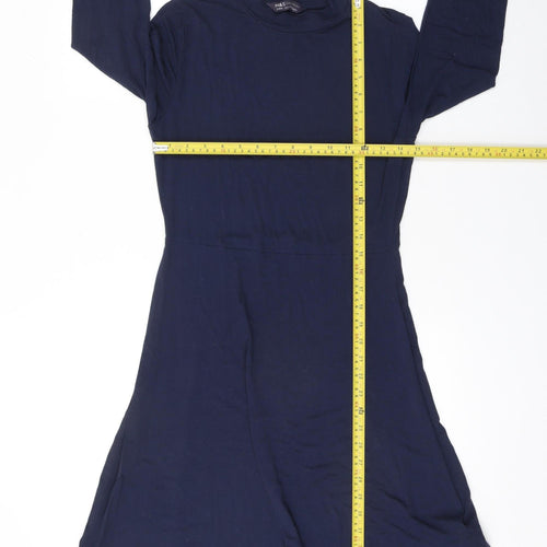 Marks and Spencer Women Blue Size 8 A-Line Knee Length Jersey Dress