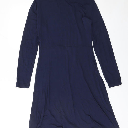 Marks and Spencer Women Blue Size 8 A-Line Knee Length Jersey Dress