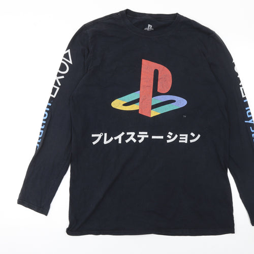 PlayStation Men's Black Long Sleeve Graphic T-Shirt Small Cotton