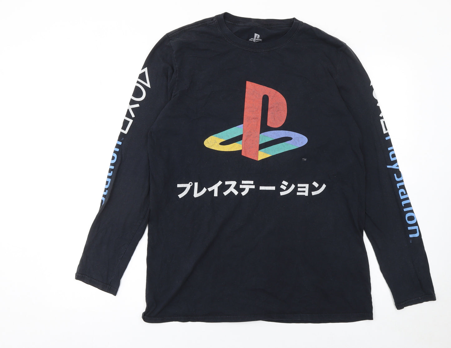 PlayStation Men's Black Long Sleeve Graphic T-Shirt Small Cotton