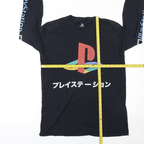 PlayStation Men's Black Long Sleeve Graphic T-Shirt Small Cotton