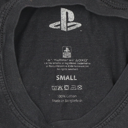 PlayStation Men's Black Long Sleeve Graphic T-Shirt Small Cotton