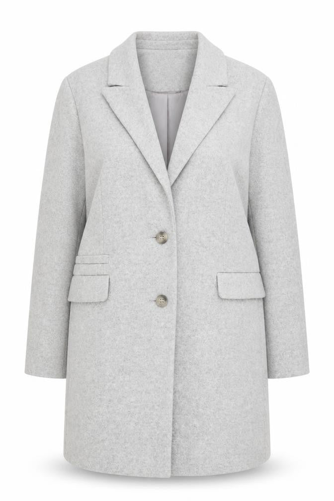 Front view of Primark Women Grey Mid-Length Polyester Overcoat, size 16