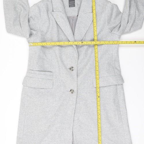 Primark Women Grey Mid-Length Polyester Overcoat Size 16