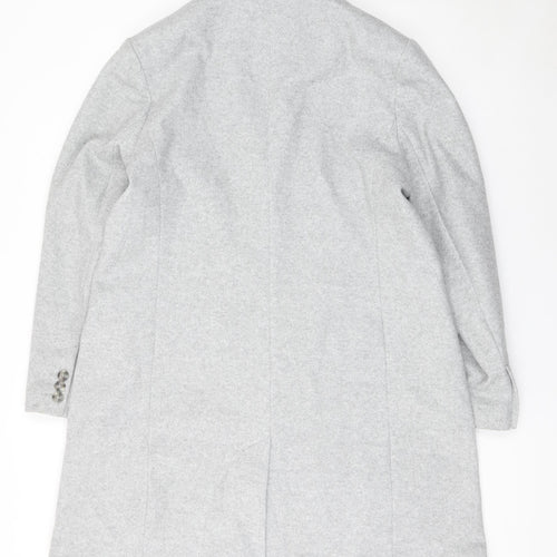 Primark Women Grey Mid-Length Polyester Overcoat Size 16