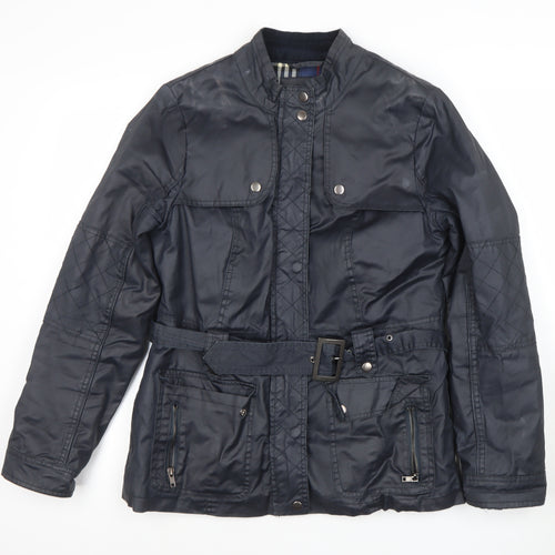 Duchamp Womens Blue Belted Biker Jacket Size 14