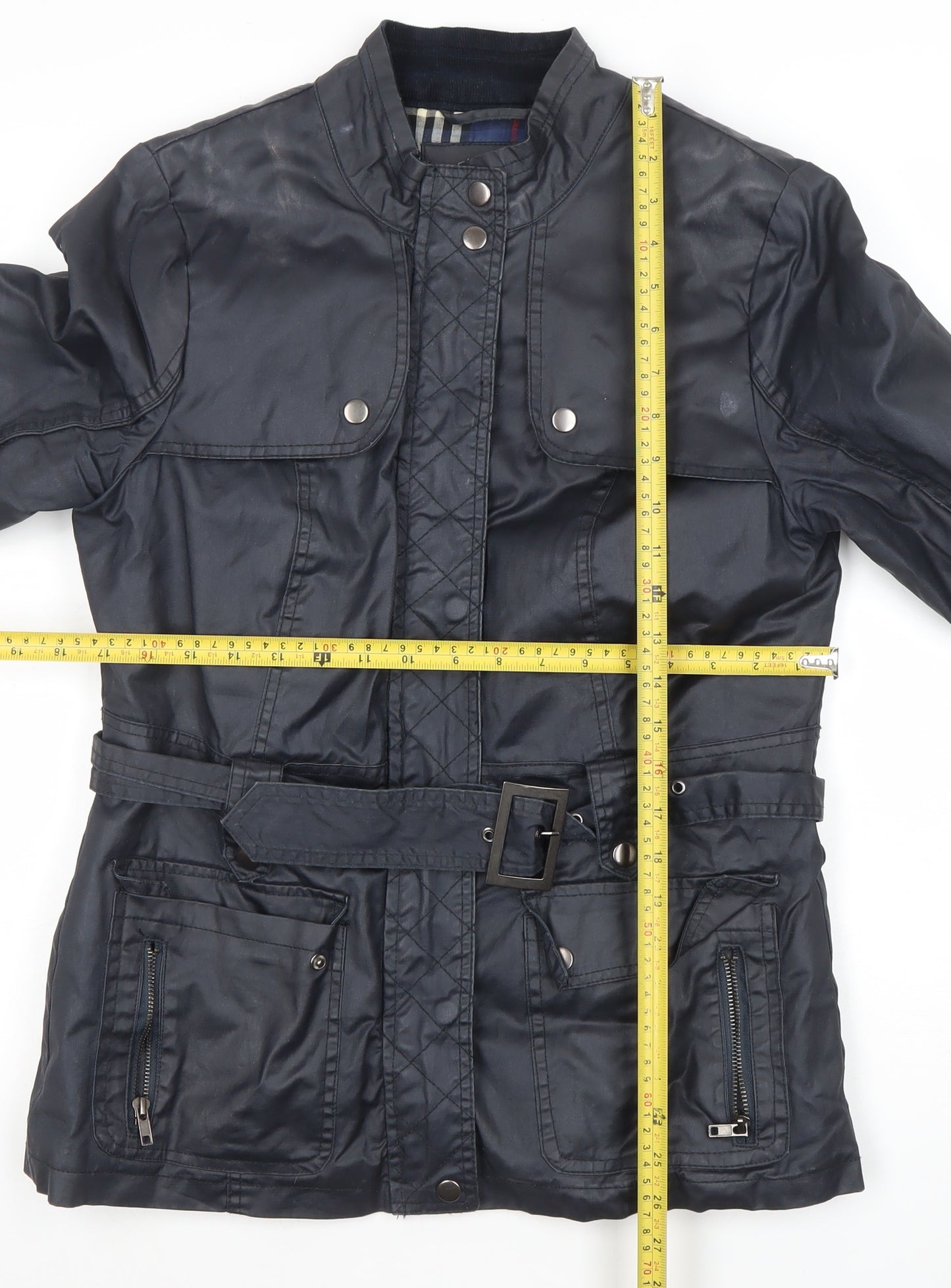 Duchamp Womens Blue Belted Biker Jacket Size 14