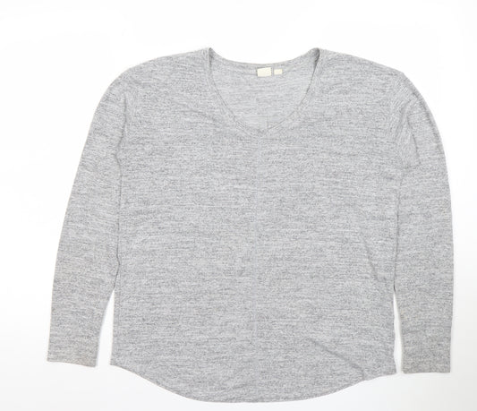 GAP Women’s Grey V-Neck Long Sleeve Basic Jersey T-Shirt Size S