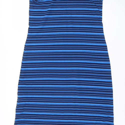 Lands' End Women's Blue Striped Cotton Tank Dress Size M