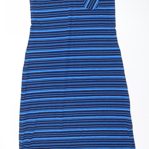 Lands' End Women's Blue Striped Cotton Tank Dress Size M