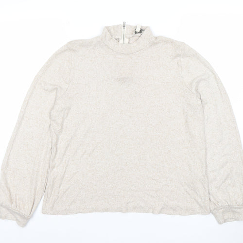 Oasis Women’s Beige Size 14 Mock Neck Half Zip Knit Jumper