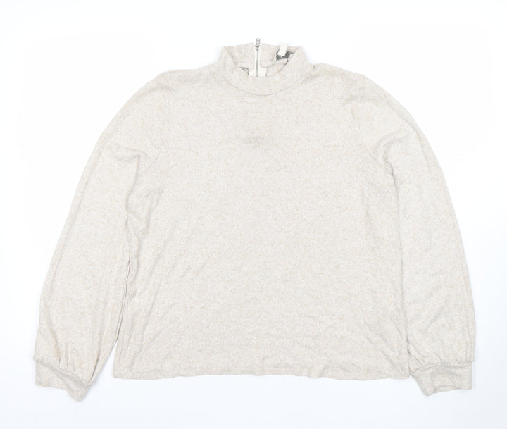 Oasis Women’s Beige Size 14 Mock Neck Half Zip Knit Jumper