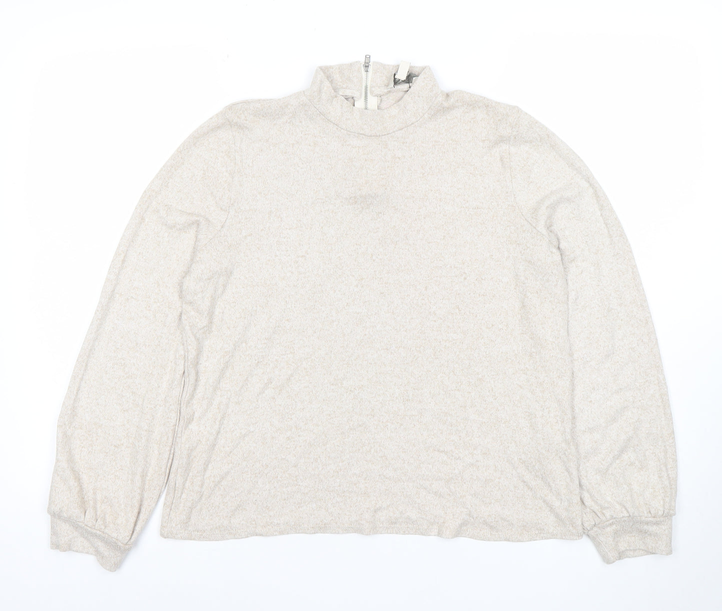 Oasis Women’s Beige Size 14 Mock Neck Half Zip Knit Jumper