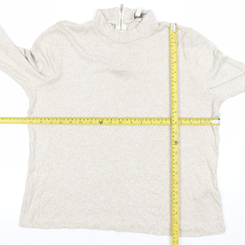 Oasis Women’s Beige Size 14 Mock Neck Half Zip Knit Jumper