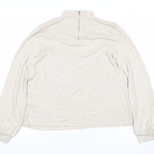 Oasis Women’s Beige Size 14 Mock Neck Half Zip Knit Jumper
