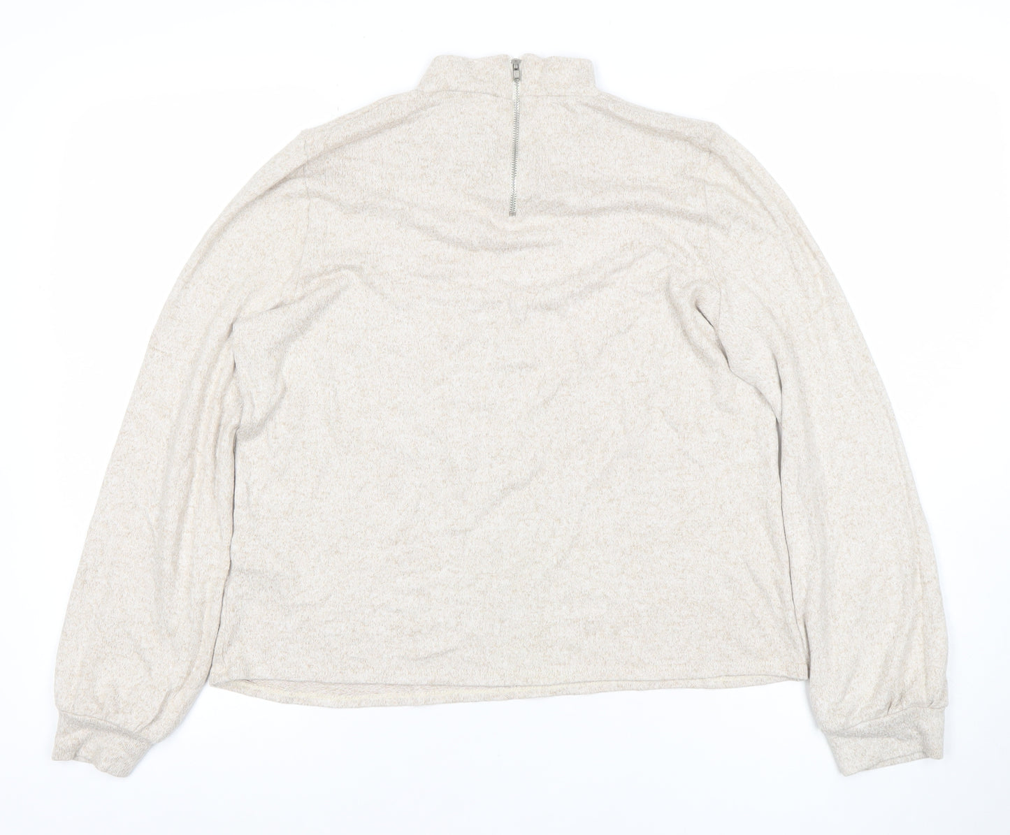 Oasis Women’s Beige Size 14 Mock Neck Half Zip Knit Jumper