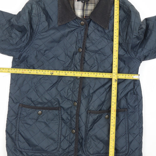 Topshop Women’s Blue Quilted Jacket UK 10 Classic Mid-Length Coat