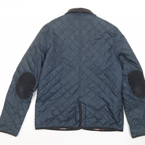 Topshop Women’s Blue Quilted Jacket UK 10 Classic Mid-Length Coat