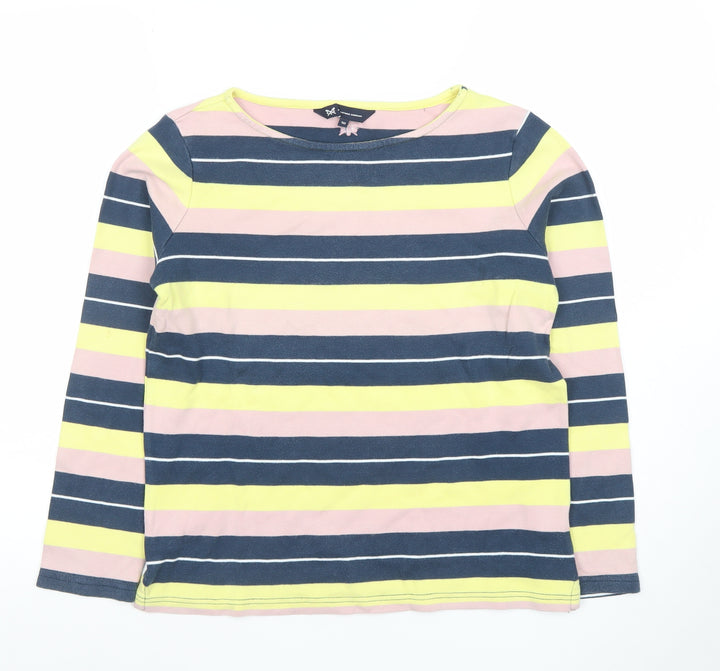 Crew Clothing Company Women’s Multicoloured Striped Long Sleeve Cotton T-Shirt Size 10