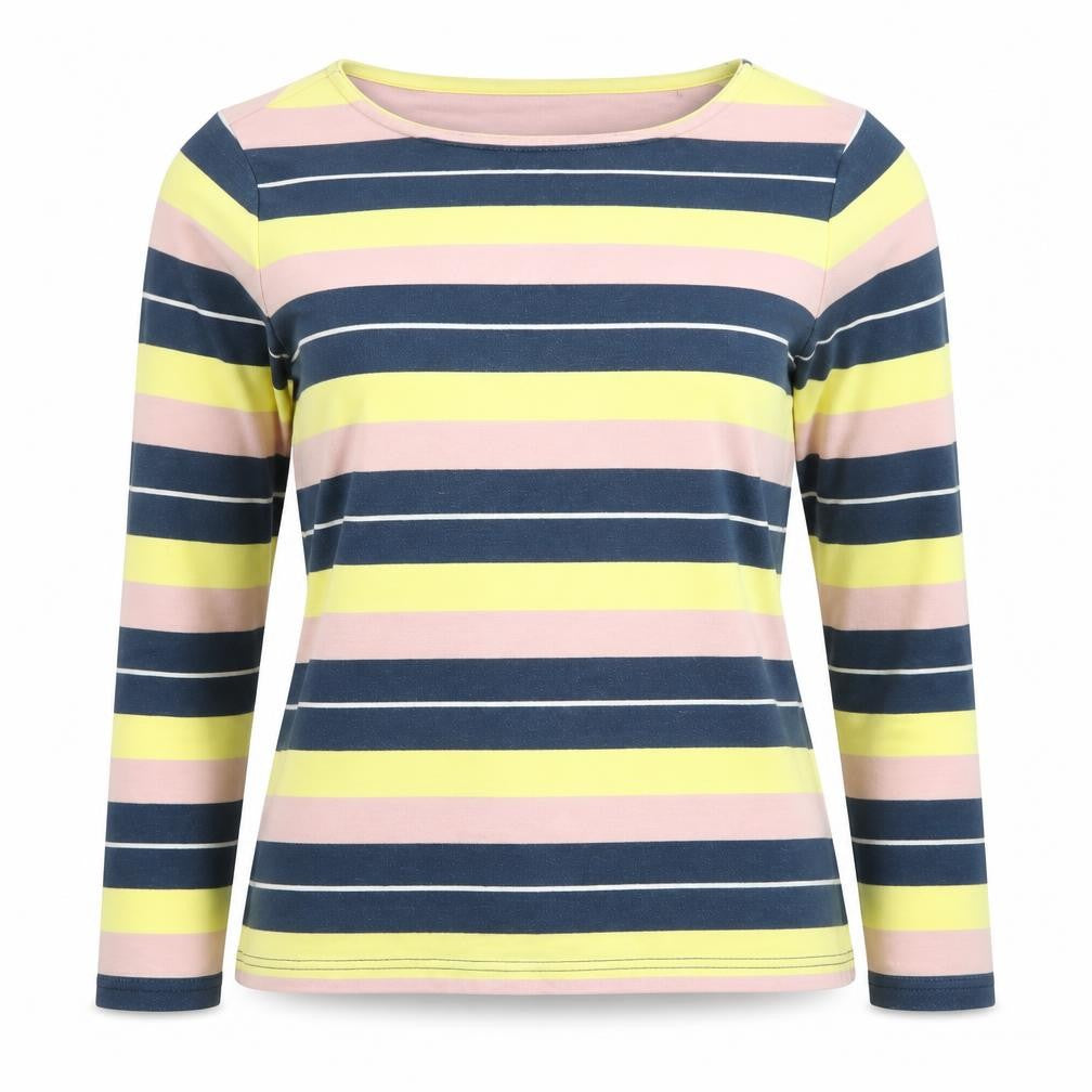 Crew Clothing Company Women’s Multicoloured Striped Long Sleeve Cotton T-Shirt Size 10