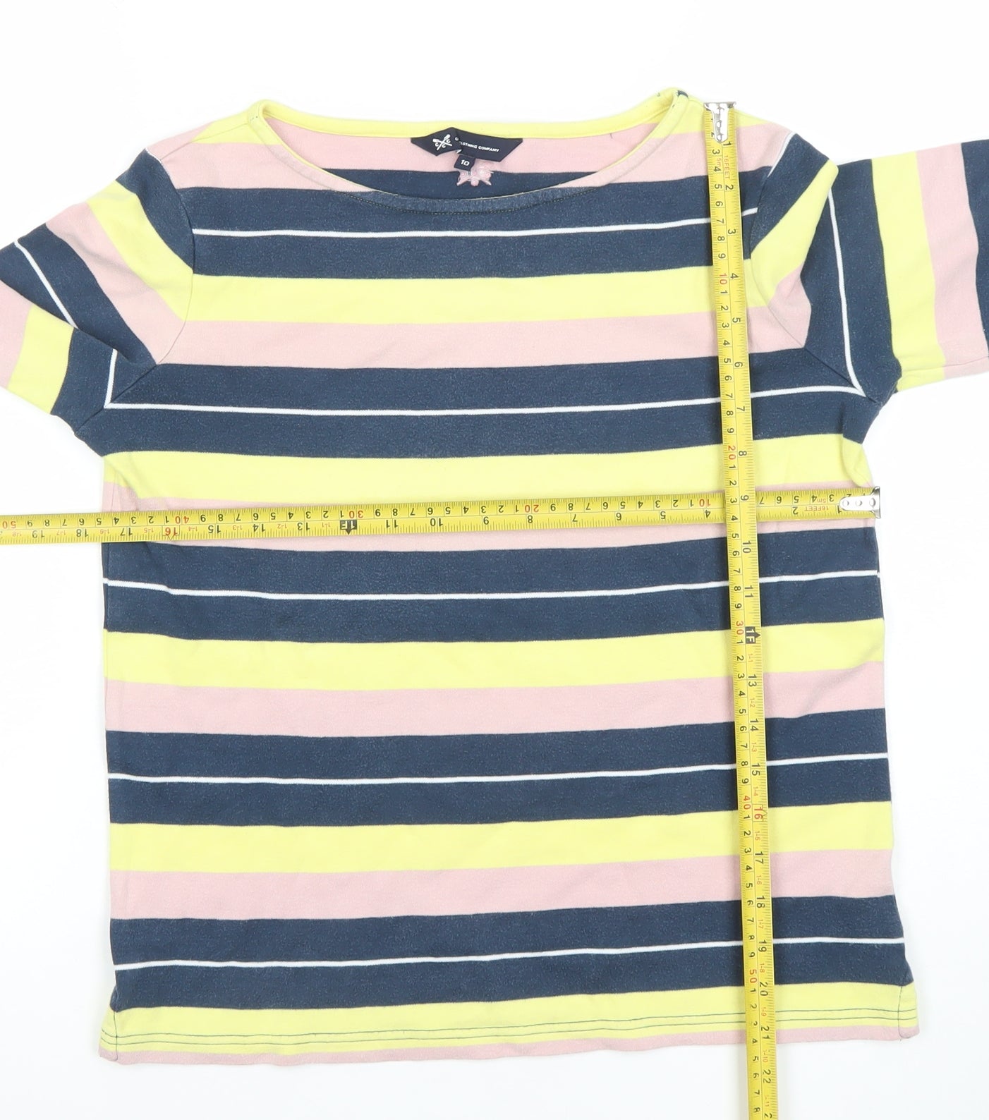 Crew Clothing Company Women’s Multicoloured Striped Long Sleeve Cotton T-Shirt Size 10