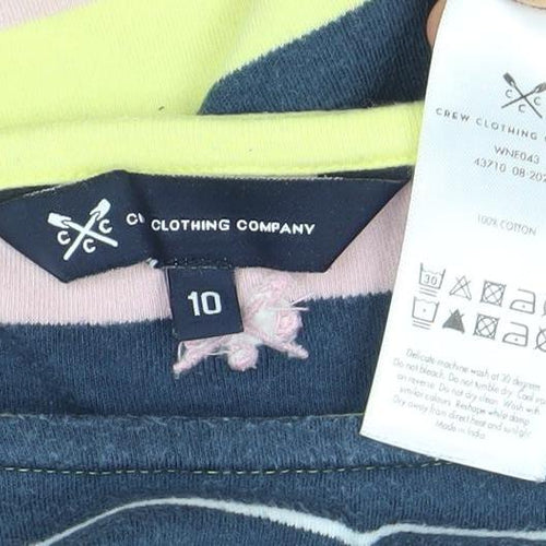 Crew Clothing Company Women’s Multicoloured Striped Long Sleeve Cotton T-Shirt Size 10