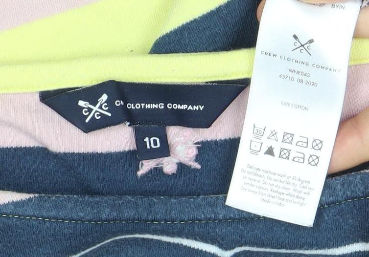 Crew Clothing Company Women’s Multicoloured Striped Long Sleeve Cotton T-Shirt Size 10