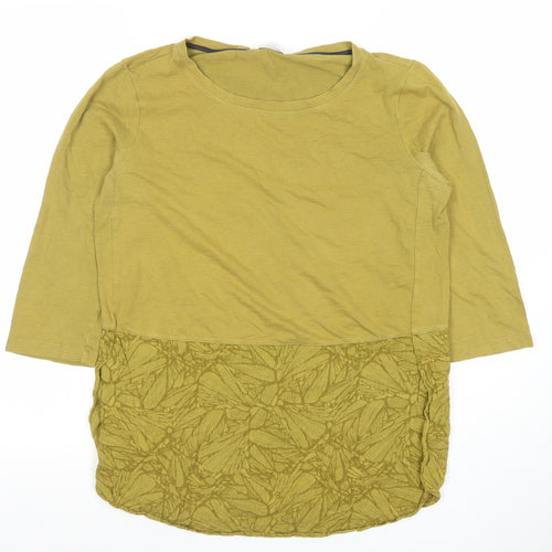 White Stuff Women's Green Cotton 3/4 Sleeve T-Shirt UK 10