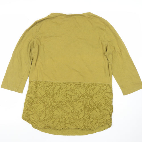 White Stuff Women's Green Cotton 3/4 Sleeve T-Shirt UK 10