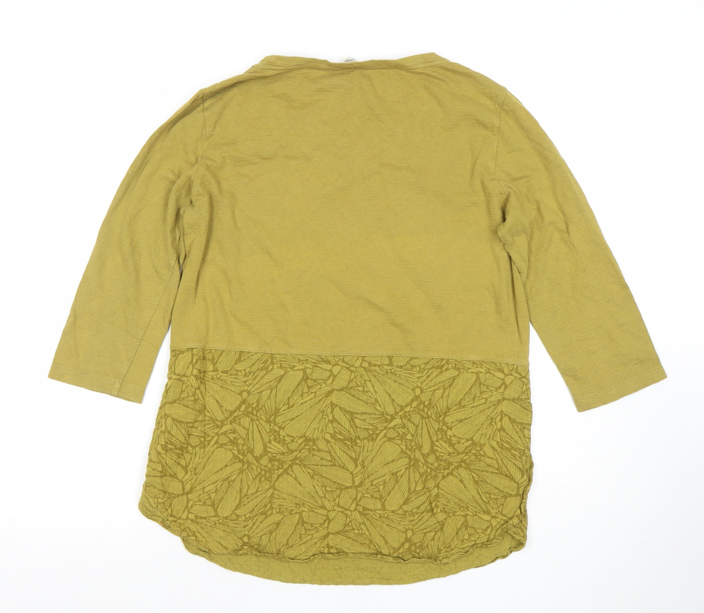 White Stuff Women's Green Cotton 3/4 Sleeve T-Shirt UK 10