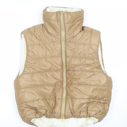 Asaw It First Womens Beige Size 10 Puffer Waistcoat