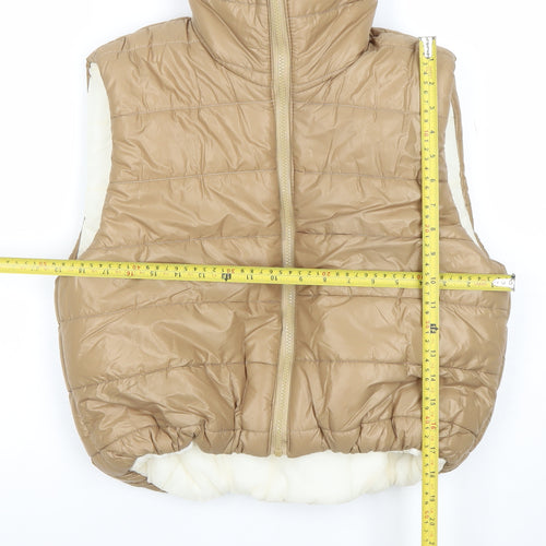 Asaw It First Womens Beige Size 10 Puffer Waistcoat