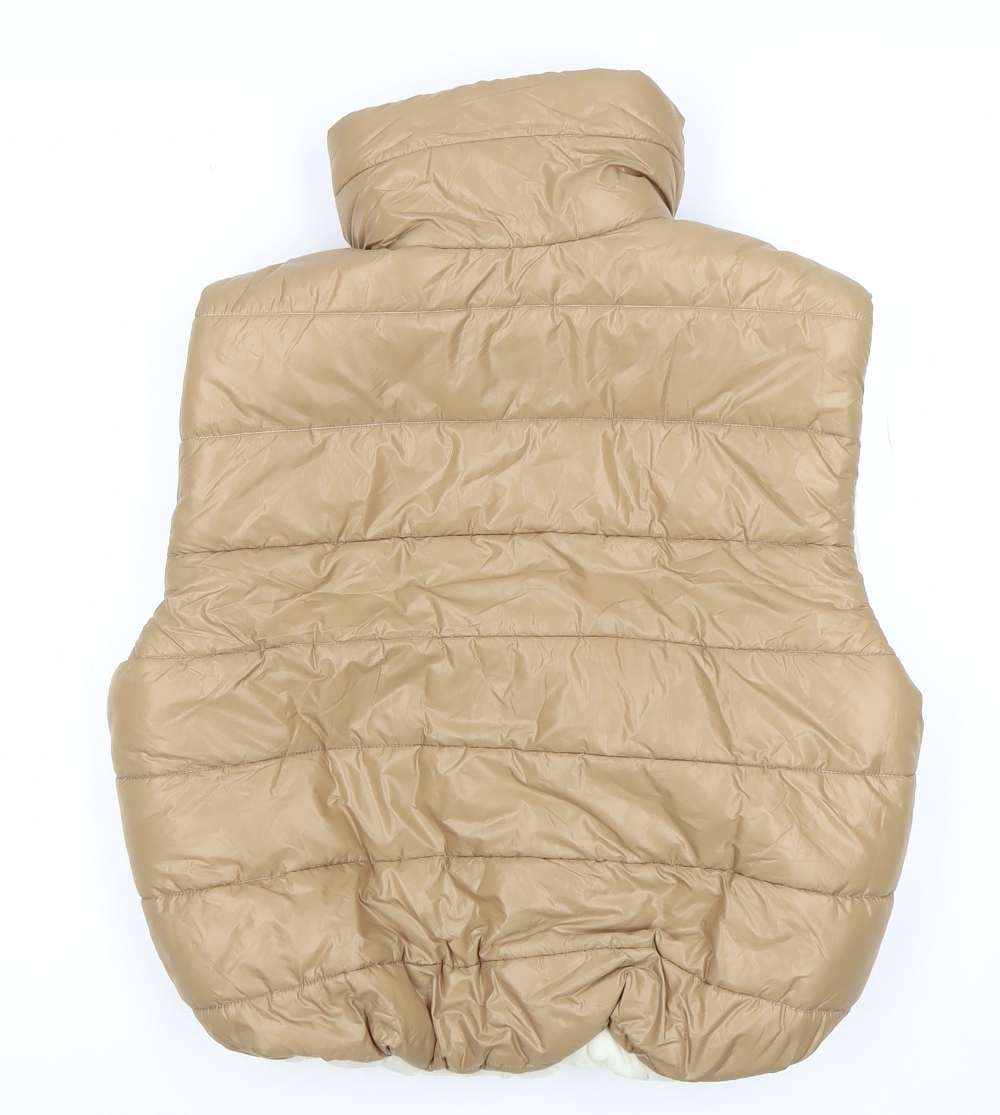 Asaw It First Womens Beige Size 10 Puffer Waistcoat