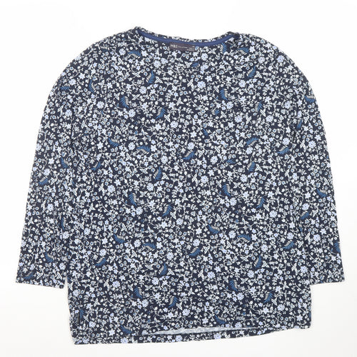 Marks and Spencer Women’s Blue Floral Jersey 3/4 Sleeve Top Size 14