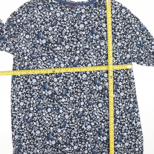 Marks and Spencer Women’s Blue Floral Jersey 3/4 Sleeve Top Size 14