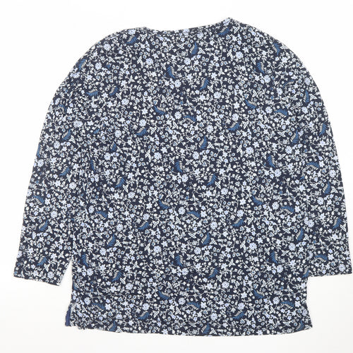 Marks and Spencer Women’s Blue Floral Jersey 3/4 Sleeve Top Size 14
