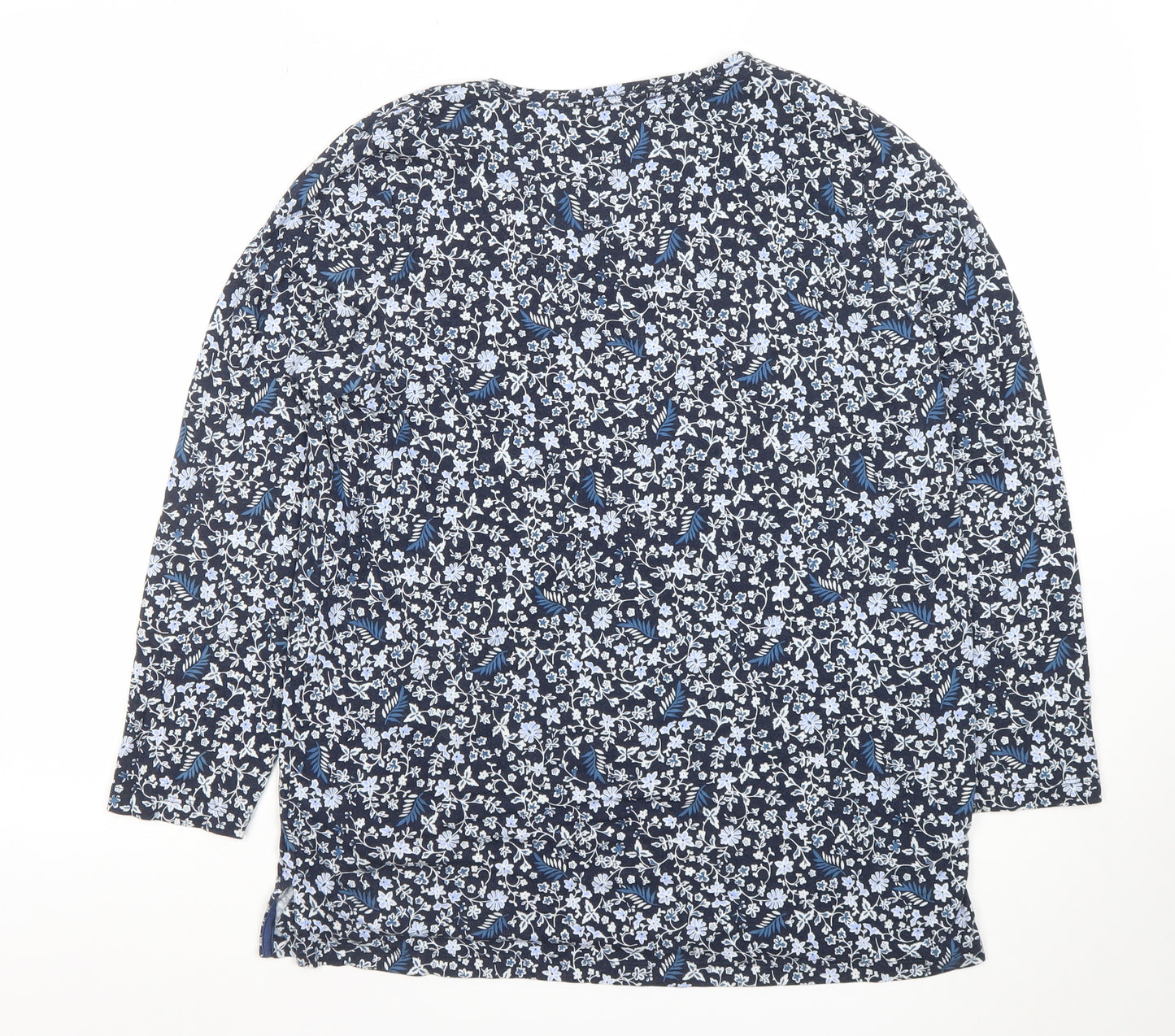 Marks and Spencer Women’s Blue Floral Jersey 3/4 Sleeve Top Size 14